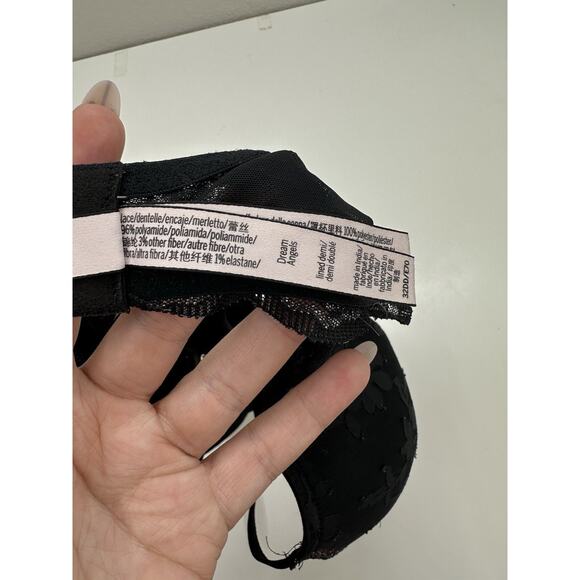 Victorias Secret Womens Bra Size 32DD Dream Angels Lined Demi Black Lace Floral - Picture 5 of 13